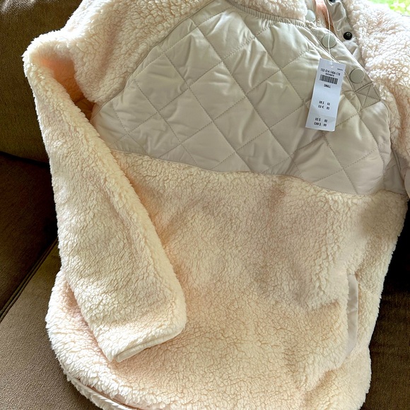 Abercrombie & Fitch cream pull over sherpa fleece quilted snap size small - Picture 8 of 8